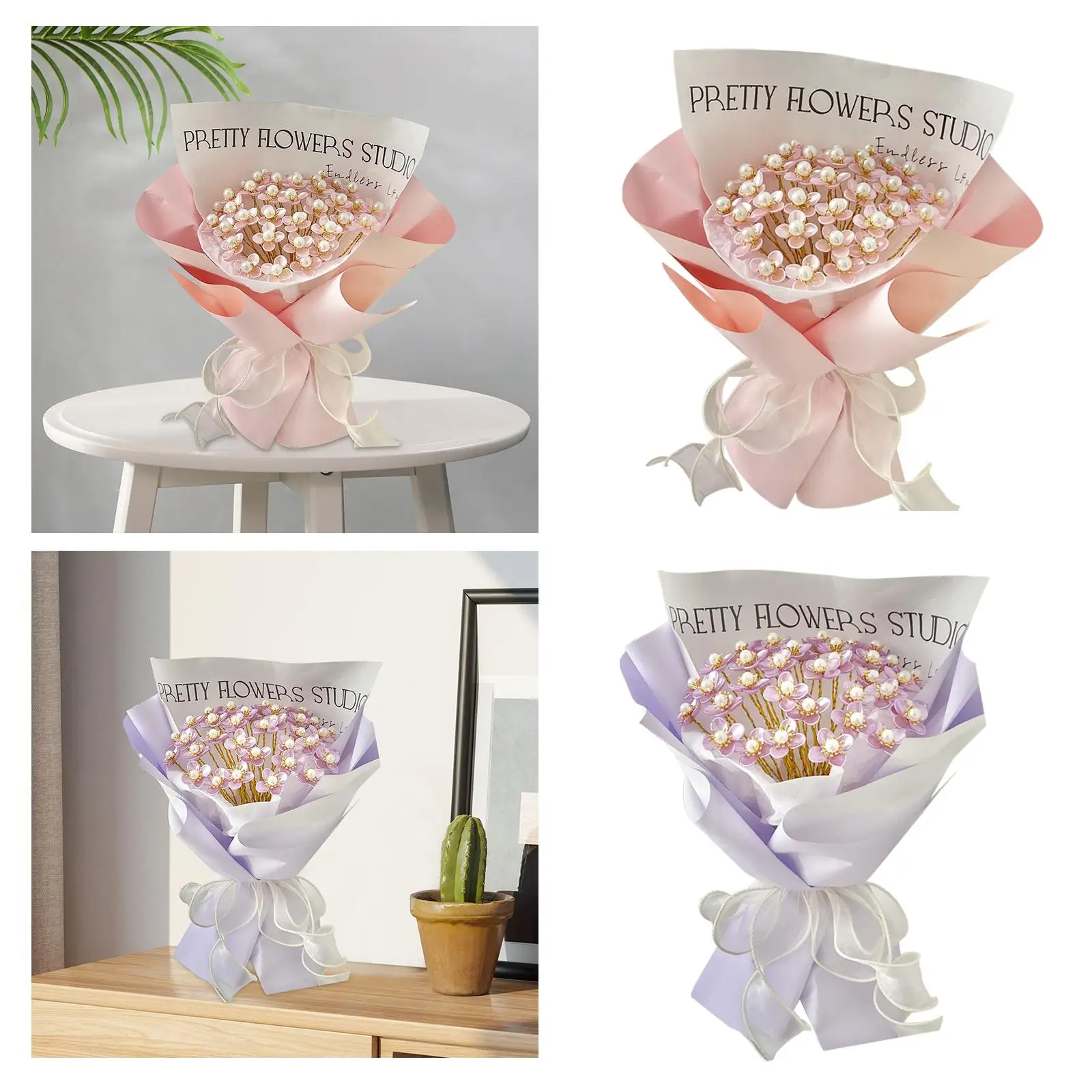 DIY Flower Bouquet Set DIY Wedding Bouquets with Wrapping Paper Magnolia Bouquets for Bride Wedding Valentine`s Day Anniversary