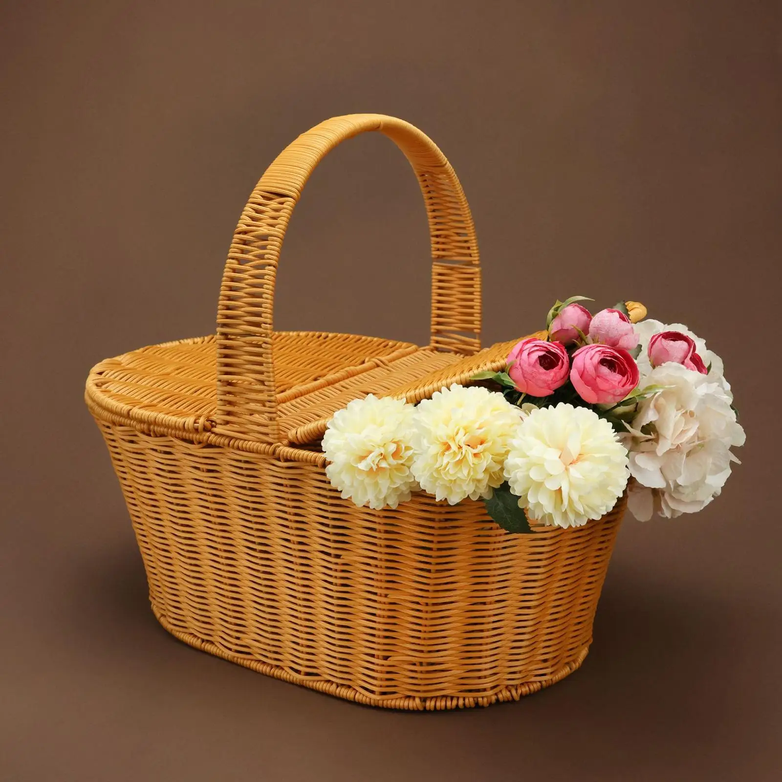 Hand Woven Basket Storage Bag Fruit Sundries Organizer Snack Bread Basket for Picnic Garden Shopping Pantry Bathroom