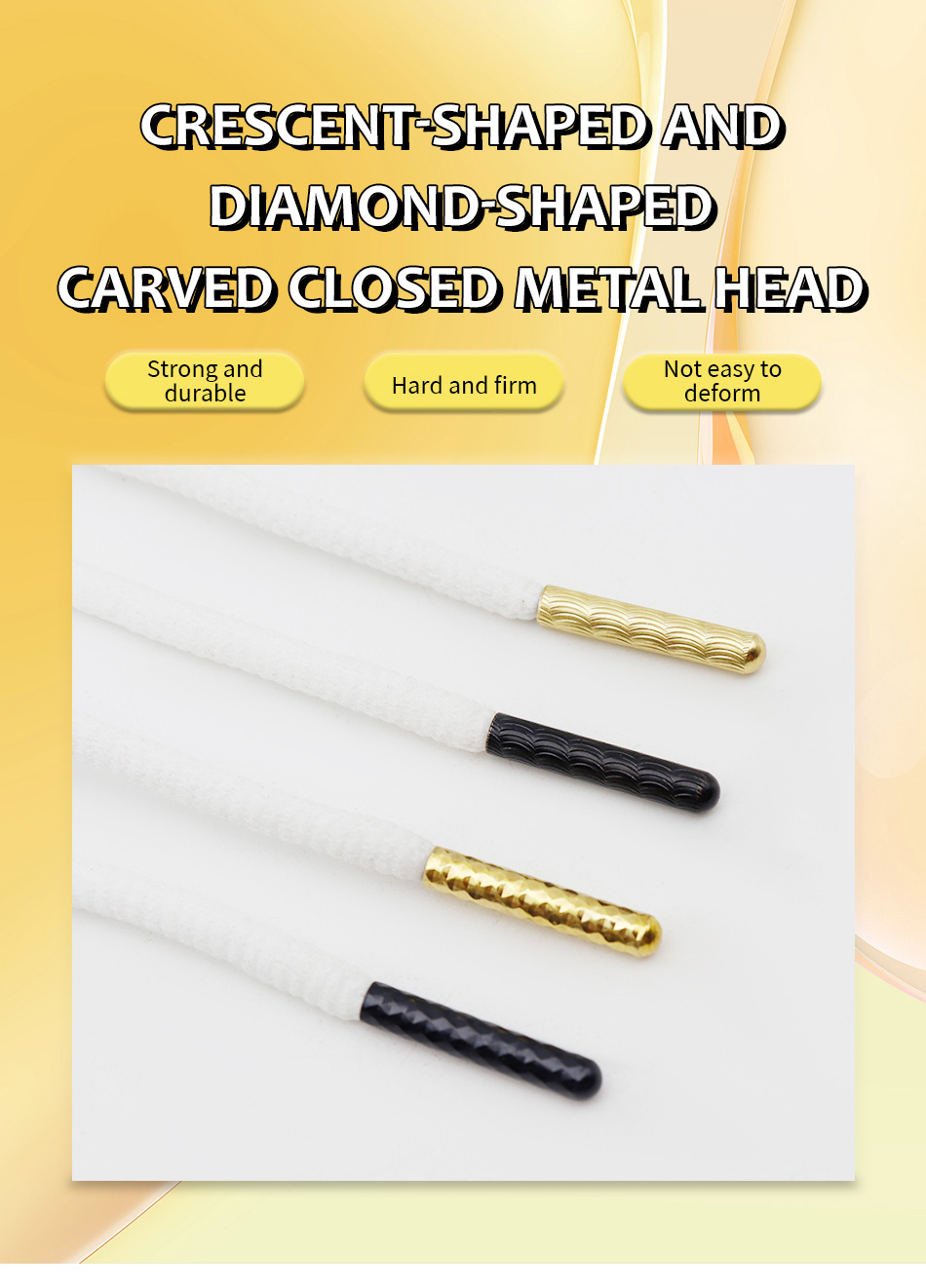 4 stücke/1 Set Neue 4x22mm Crescent Close Mund Typ Schnürsenkel Metall Aglets Tipps DIY Nahtlose kleidung Schnürsenkel Ende Kopf Schuh Dekorationen – Detail 1