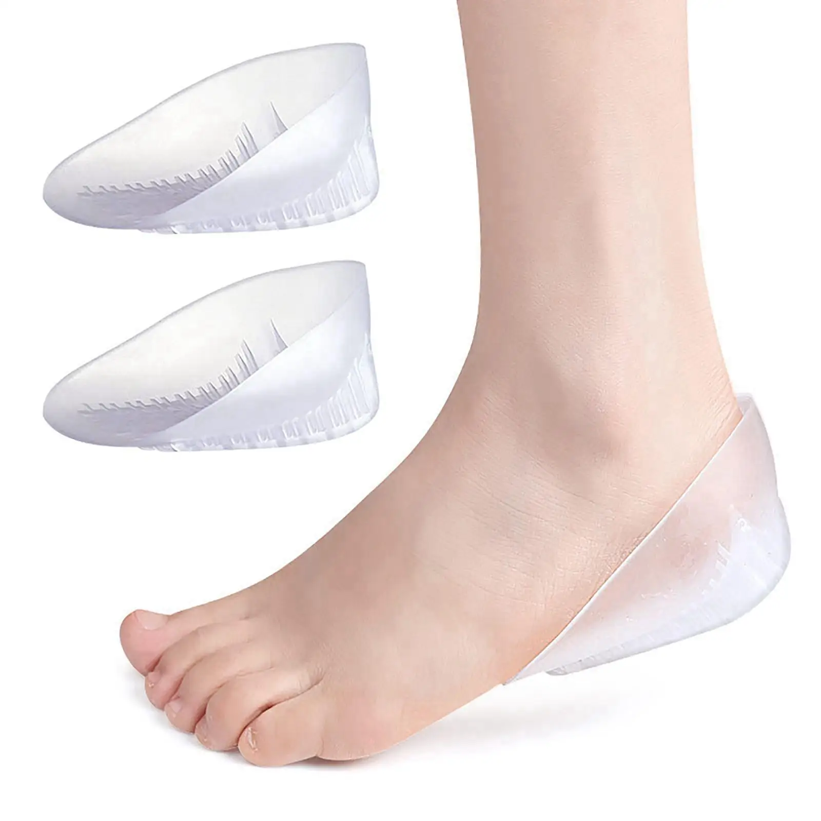 2 Pieces U Shaped Heel Cup Pads Support Comfortable Cushion Insert for Plantar Fasciitis Sore Heel Bone Spurs Foot Care Clear