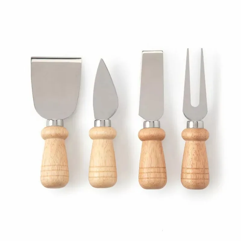 Description Picture 3 of item4pcs/6pcs Oak Cheese Knife Set Cheese Knife and Butter Knife Kraft Paper Box Packaging Cheese Tools Suit