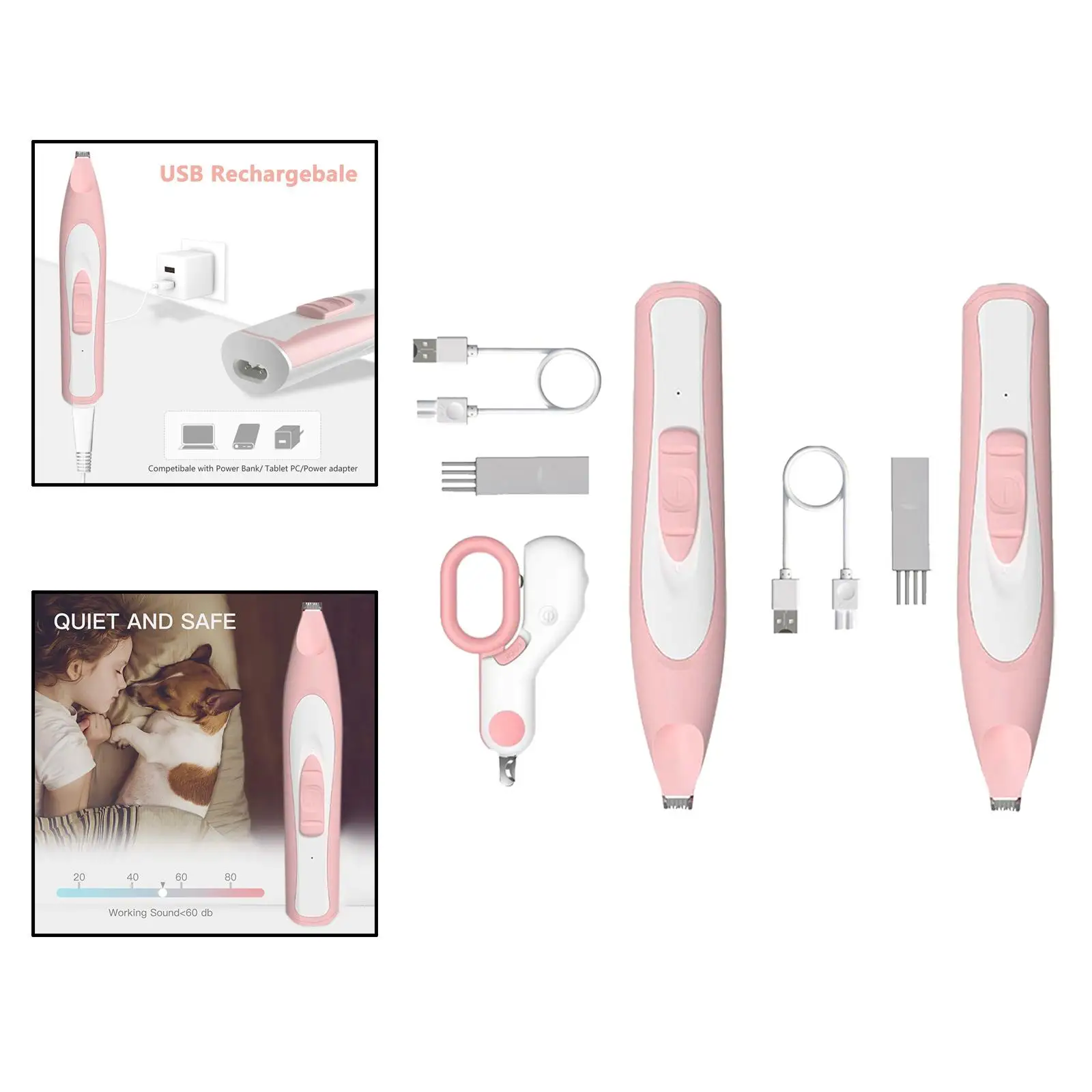 Dog Grooming Clippers, Cordless Small Pet Hair Trimmer, Low Noise for Trimming Dogs Hair Paws, Eyes, Ears, Face, Rump
