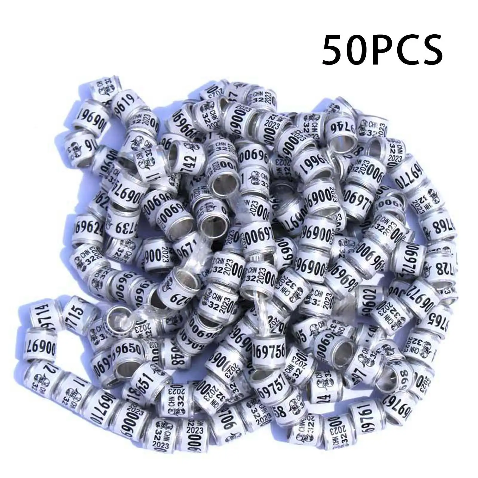 50pcs 2023 Racing Pigeon Leg Rings Numbered Dove Foot Bands for Bantam Finch