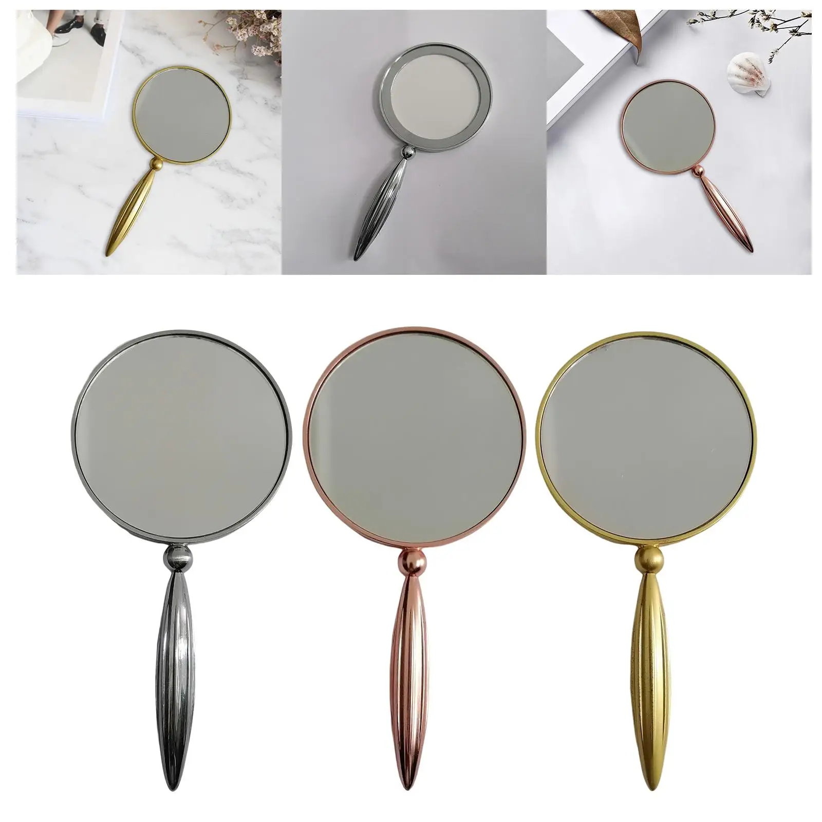 Handheld Mirror Decorative Beauty Salon Creative Makeup Mirrors with Handle