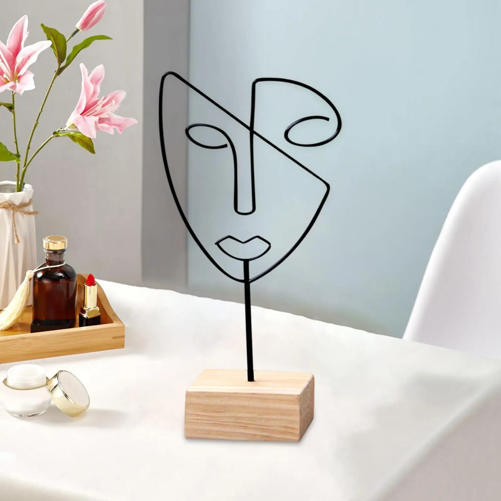 Figure Face Metal Face Figurines Abstract Character Sculpture for Table Gift