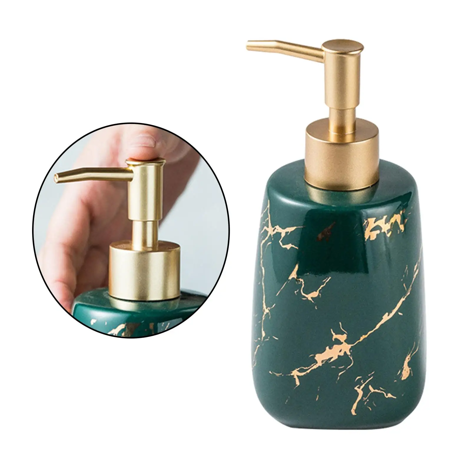 Reusable Soap Dispenser Holds 350ml Liquid Shower Shampoo Hand Pump Bathroom Kitchen Lotion Hand Soap Marbling Press Bottle