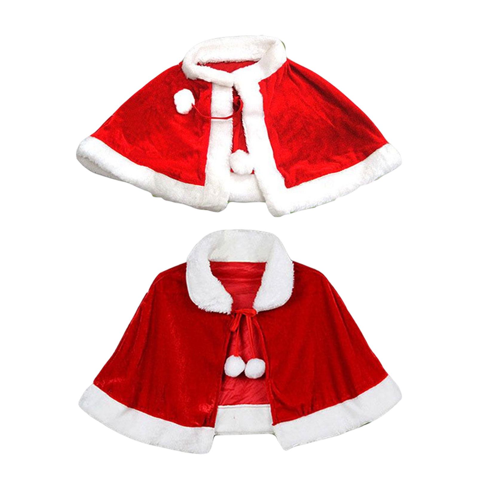 Red Velvet Cape Shawl Women Girls Dress up Christmas Costume Cloak for Party Xmas Carnival Festival Stage Performance