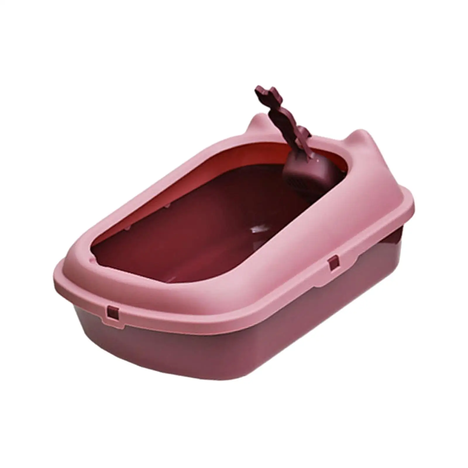 Open Top Pet Litter Tray Anti Splashing Kitten Toilet with Scoop Cat Litter Basin High Sided Cat Litter Tray for Indoor Cats