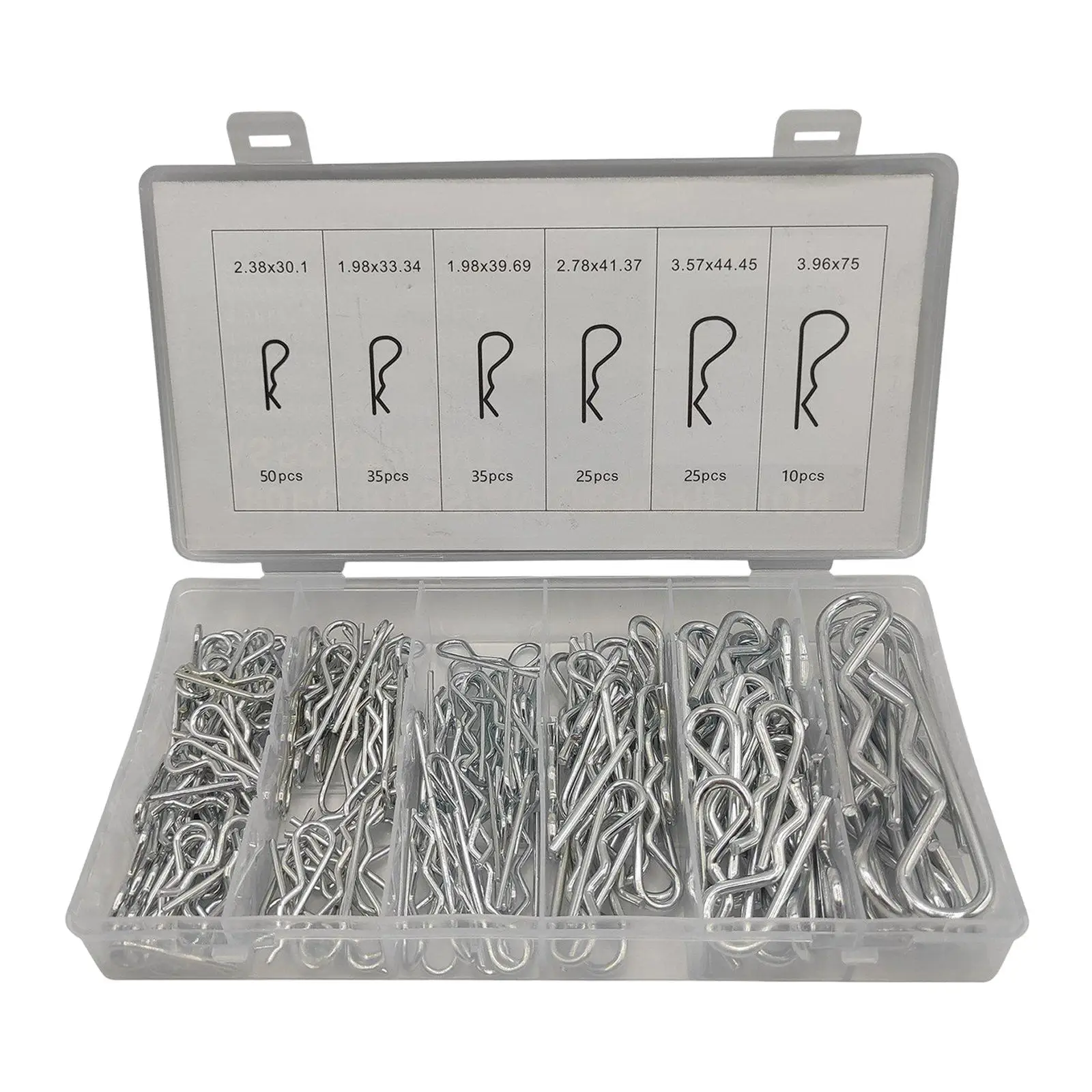 180Pcs Hitch Hair R Cotter Pin for Workshops Power Equipment with PP Case