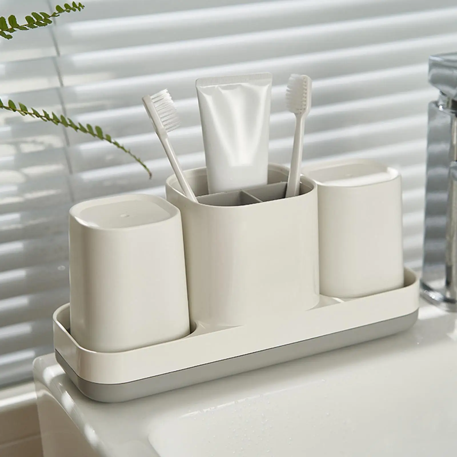 Bthroom Toothbrush Holder nd Grgle Cup Non Slip Bottom Cddy Countertop Lrge Dringe Try Skin Cre Bottle for Couple Kids