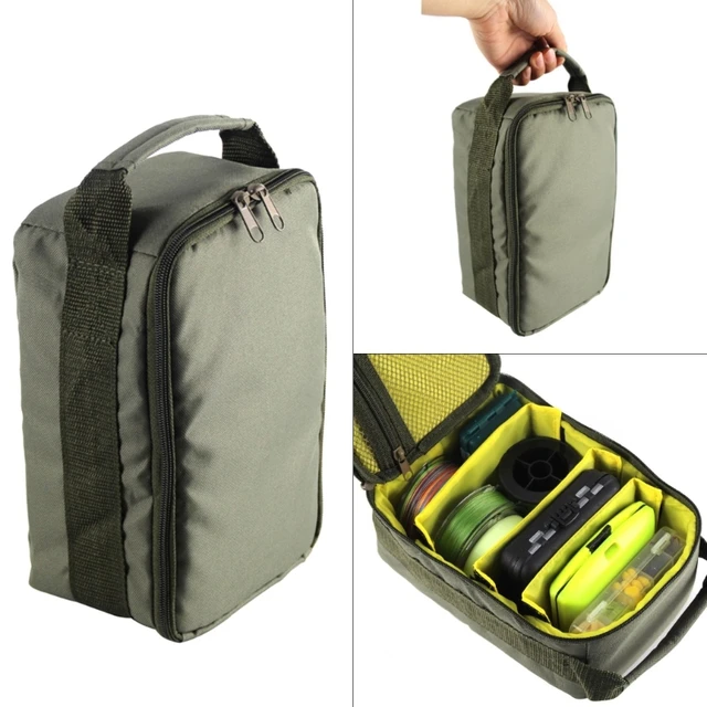 Fishing Bag Portable Multiple Compartments Fishing Line Reel Lure Hook  Storage Handbag Polyester Fishing Storage Bags