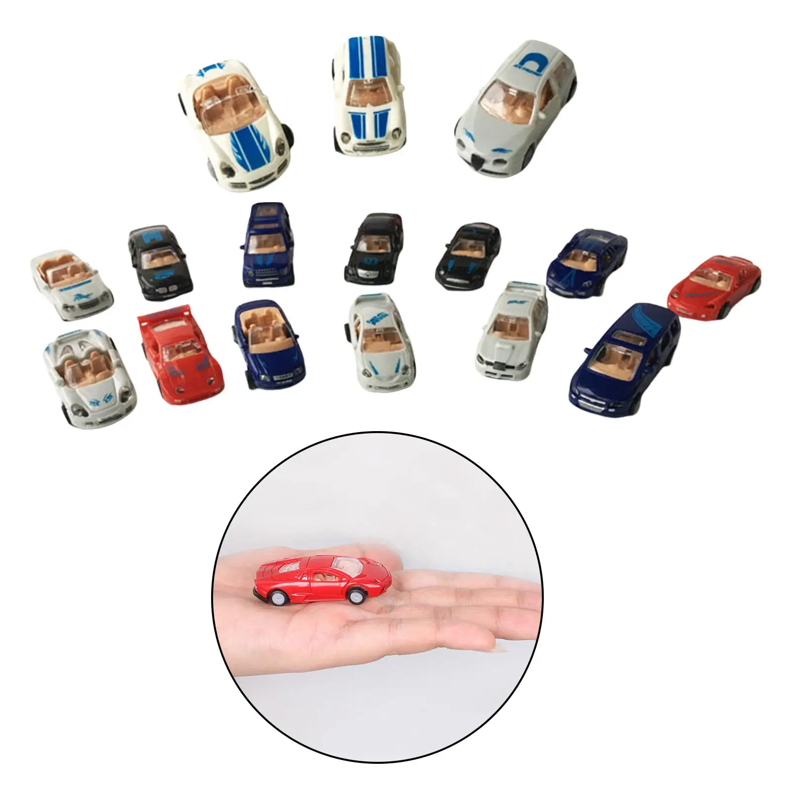 16 Pieces Car Model Collection Collectible Gifts Puzzle Fine Details Construction Micro Landscape Children Toy Vehicle Model Toy