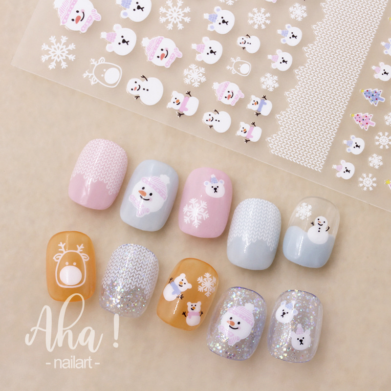 Best of Winter Snowman Nail Sticker Christmas Series Decal Cartoon Santa Claus Elk Bear Penguins Sliders New Year Manicure Decoration Reviews & Tips