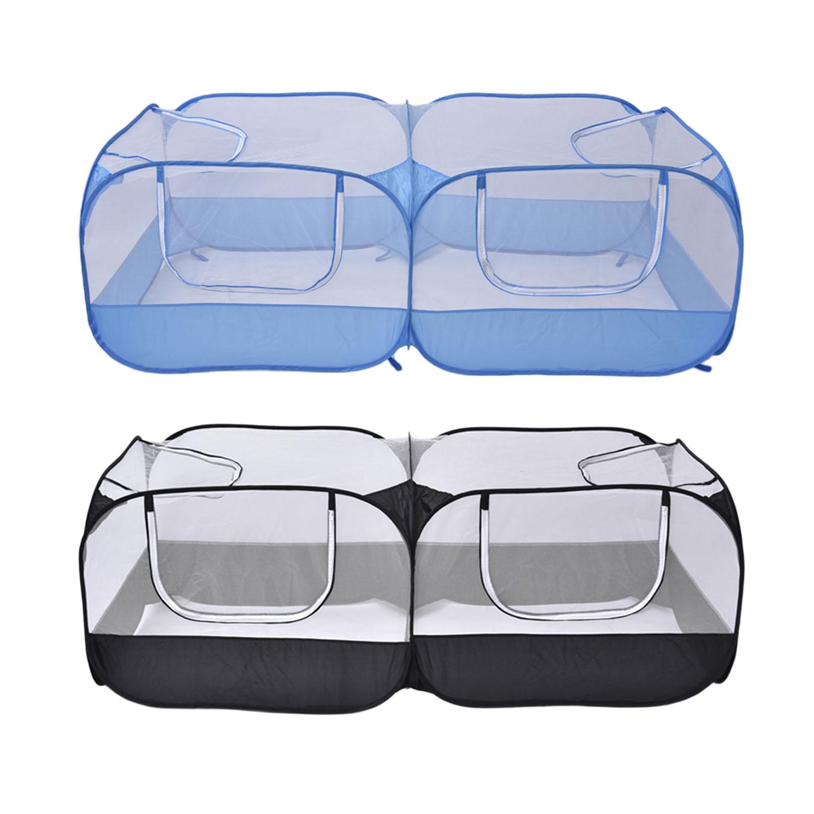 Small Animal Playpen W/ 4 Zipper Doors Pet Cage Tent for Cat Hamster Chicken Dog
