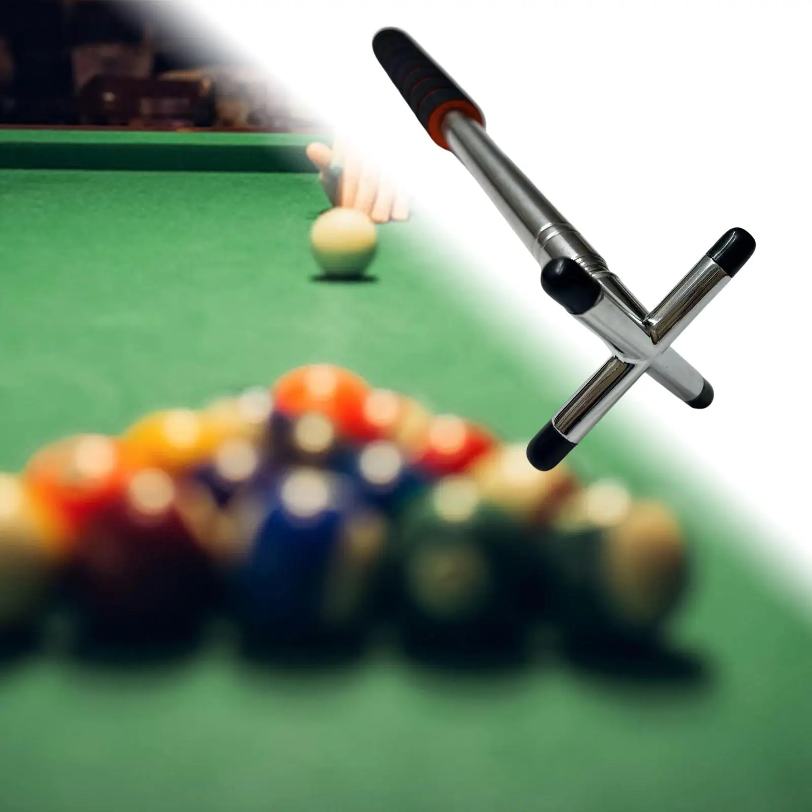 Billiard pool cue bridge, with detachable stainless steel bridgehead cue rack