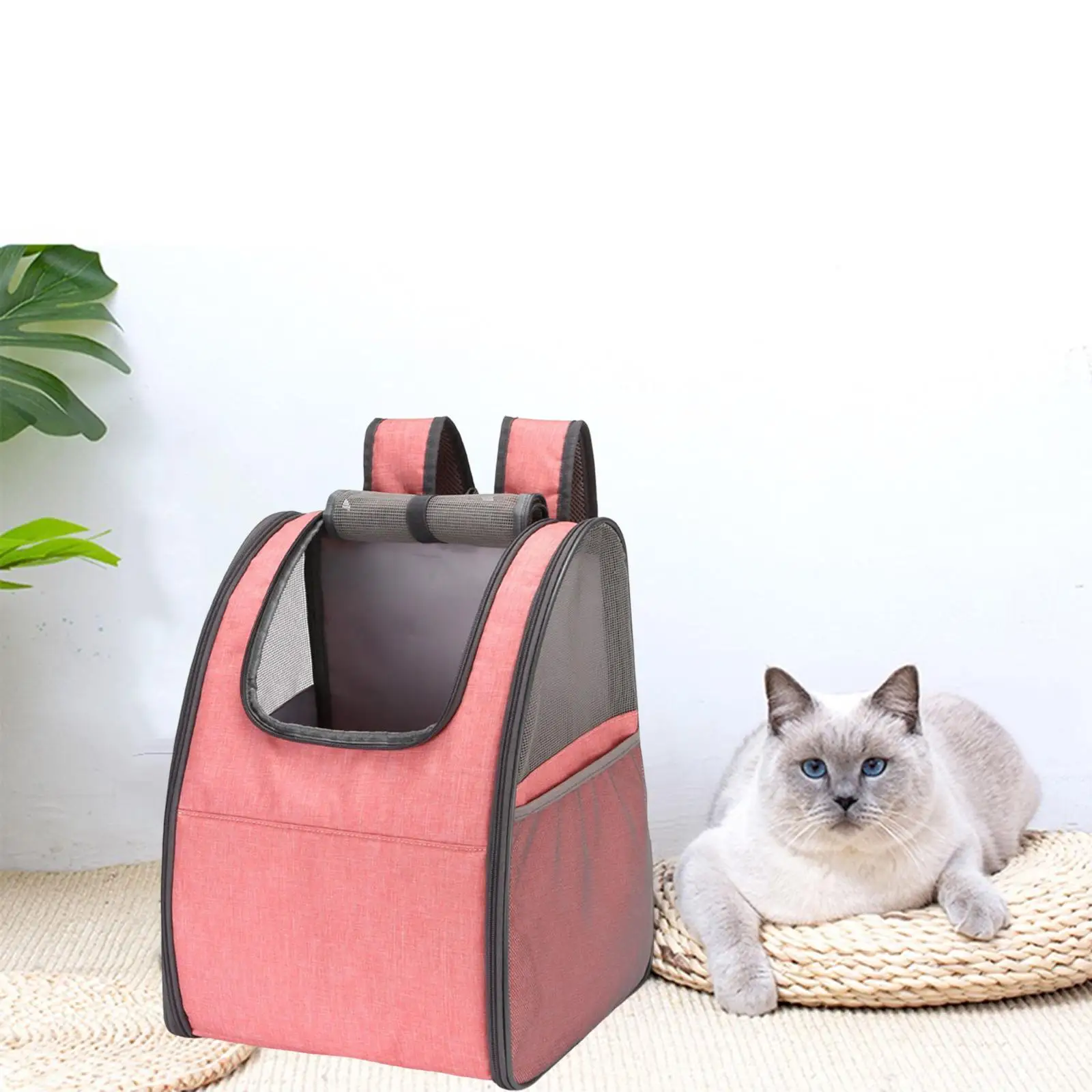 Breathable Collapsible Pet Carrier Small Animal Backpack Hiking Traveling Double Strap