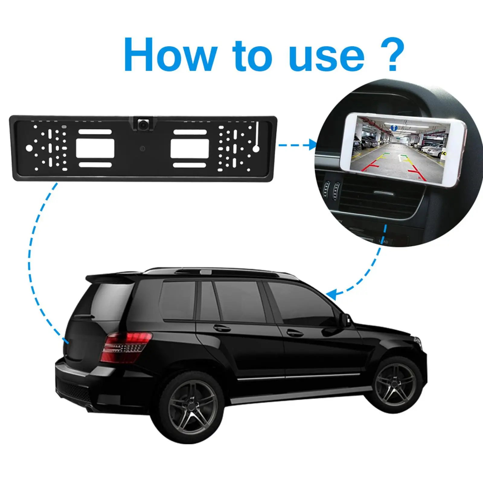 EU Plate Frame Camera Wide Viewing Angle 5G WiFi Waterproof Replacement Holder for European Cars Auto Parts