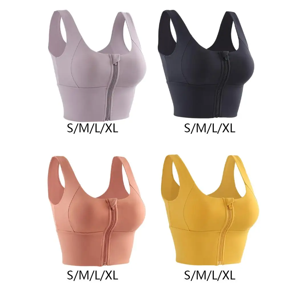 Women`s with Zipper Front Closure Sports Bra Padded Racerback Workout Running 