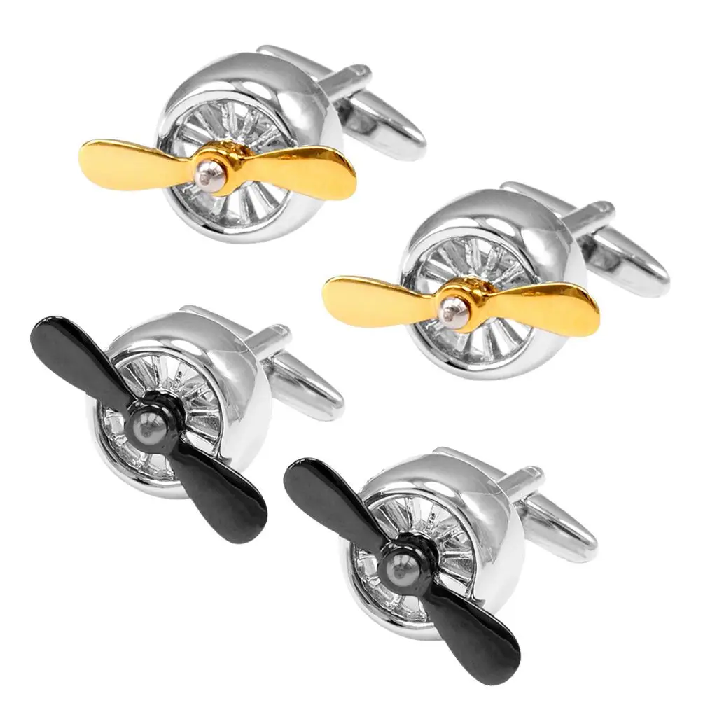 Alloy  Buttons Fan Leaf Rotation Two Colors Men Cufflink for Shirt