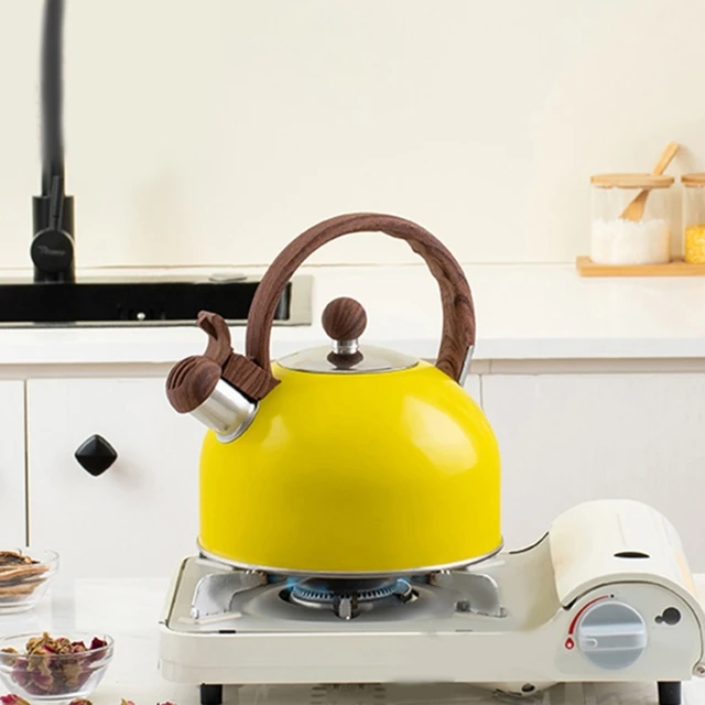 GXMA 2.5 L Stainless Steel Tea Kettle Yellow Whistling Stovetop Teapot  Teakettle with Ergonomic Handle Water Pot - AliExpress