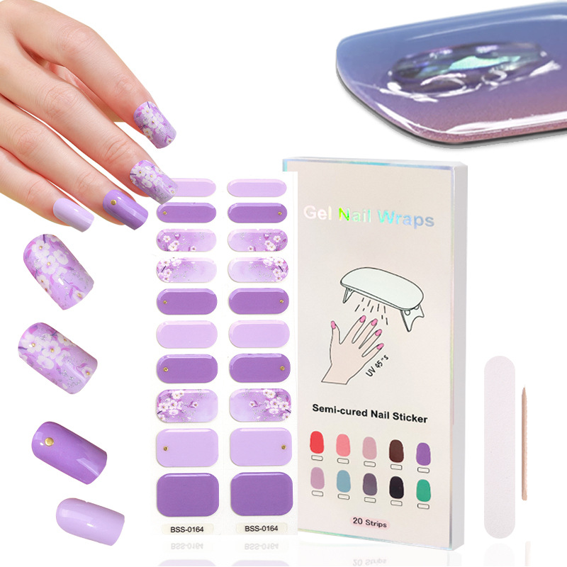 Best of 20tip Semi Cured Gel Nails Art Sliders Manicure UV LED Lamp Semi Cured Gel Design Nail Decals Waterproof Nail Sticker Decoration Reviews & Tips