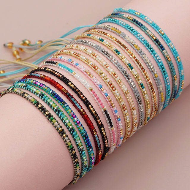 KELITCH Handmade Leather & Crystal Bead Bracelet Set - Adjustable Bohemian Cuff Jewelry Gift For Women