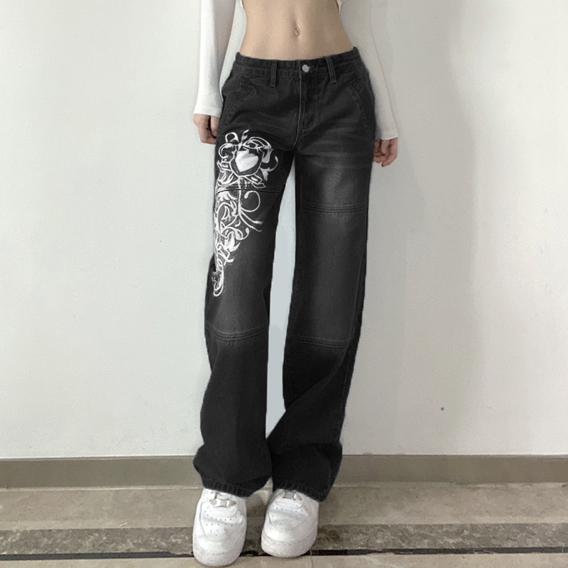 pantalon cargo vintage taille basse pour harajuku grunge esthétique jeans avec streetwear coréen rétro