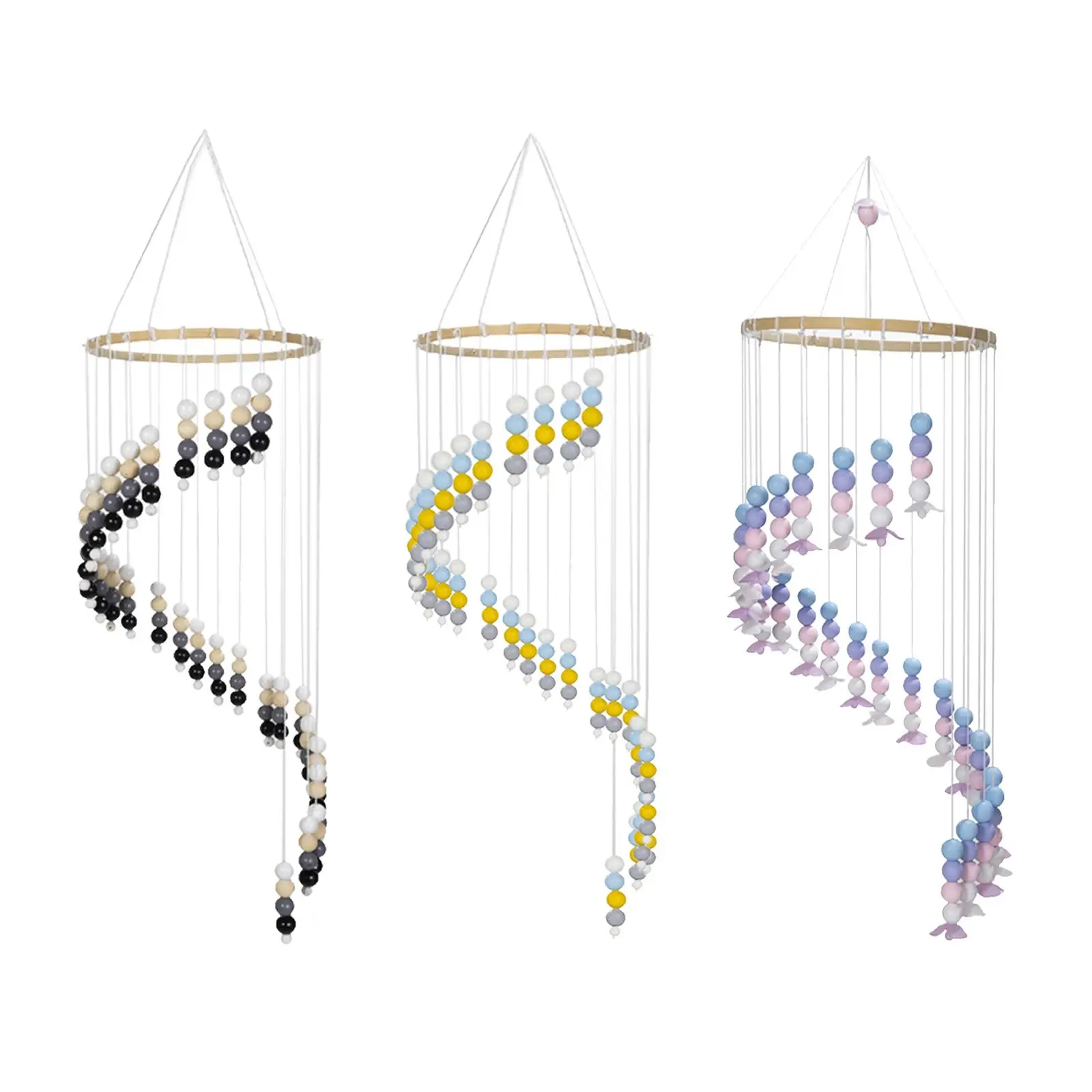 DIY Wooden Beads Wind Chime Hannging Mobile for Wall Hannging Crib Bed