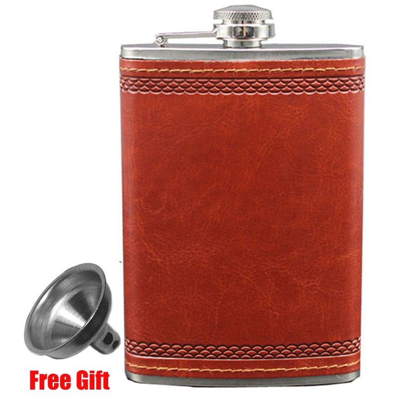 Description Picture 2 of itemHip Flask with Funnel 9Oz Stainless Steel for Liquor Outdoor Whiskey PU Leather Pocket Alcohol Men Gift Set