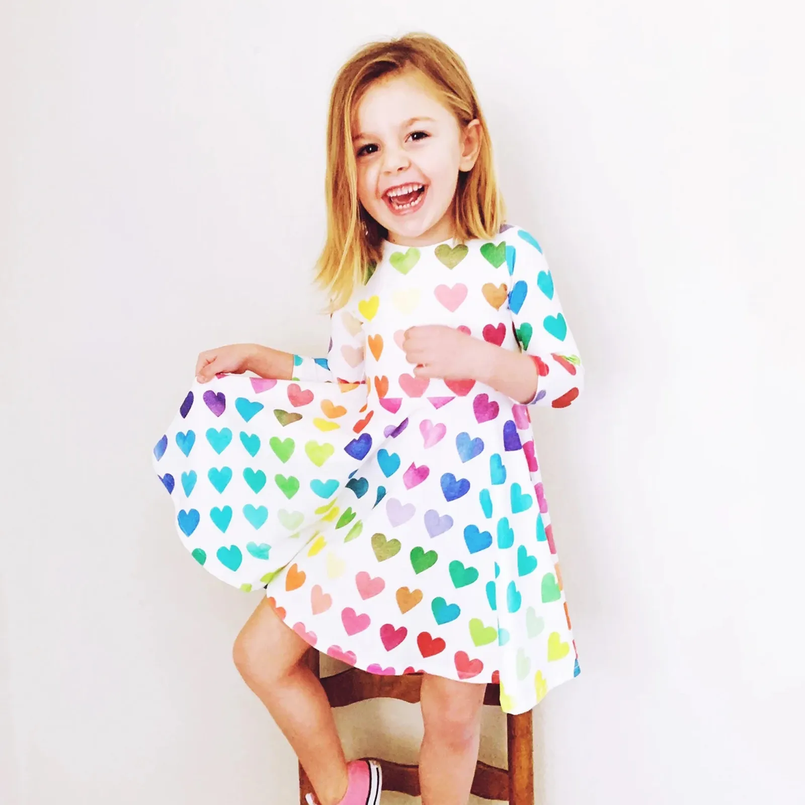 Cool Summer Breeze Rainbow Stripes Toddler Girls Sleeveless Dress
