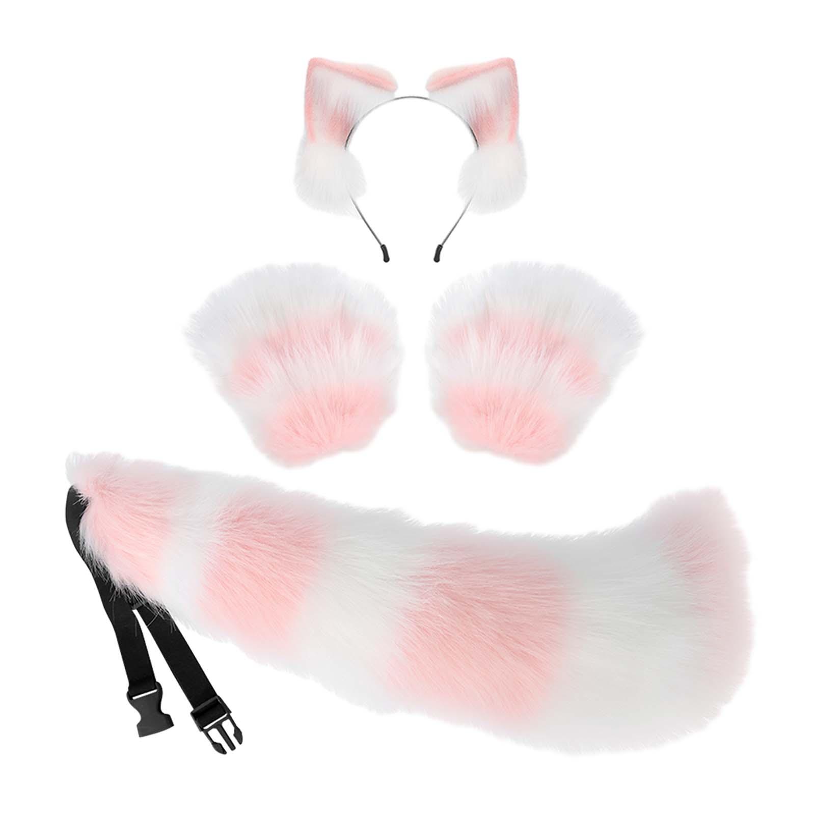 Animal Ears Headband Cosplay Gloves Tail Set Costume Dress Adult Props Headwear for Carnival Halloween Prom Performance Birthday