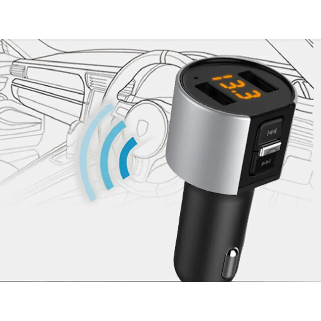 2 Dual USB 5V 3.4A LCD Car Bluetooth FM Radio Adapter Modulator