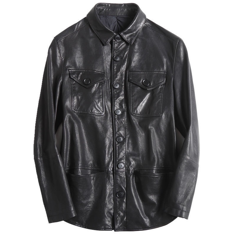 Description Picture 6 of item2023 Men Autumn Winter New Fashion Genuine Cowhide Coats Men's Natural Leather Jackets Male Real Leather Slim Outerwear F399