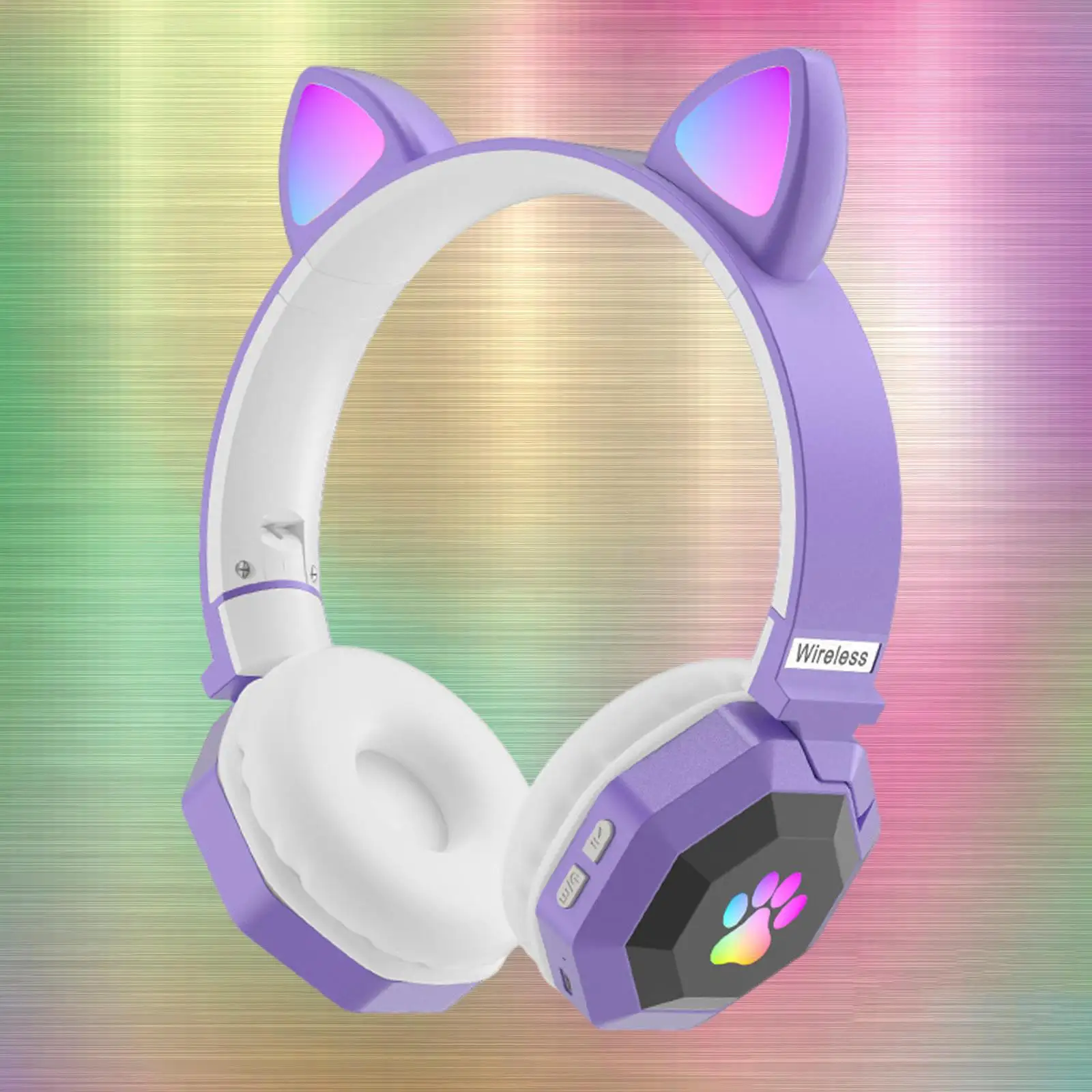 Cat Ear Wireless Headphones Lightweight Headset with Mic for TV Smartphones