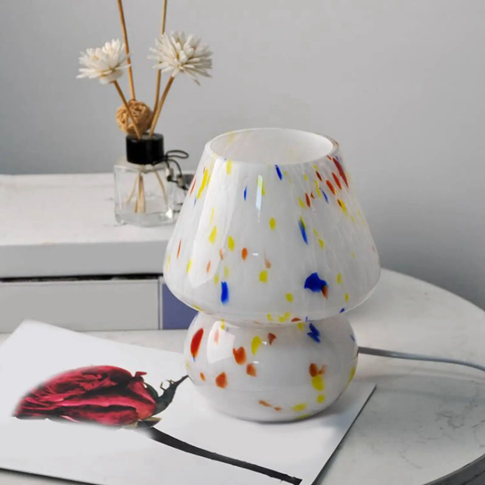 Glass Shade Table Lamp LED Night Light Wedding Decorative Modern