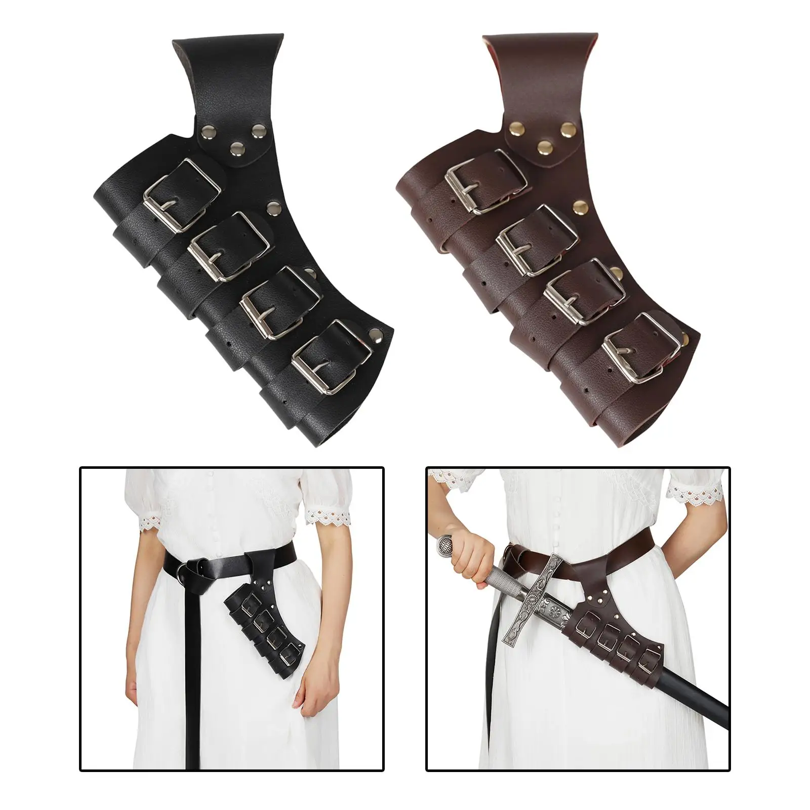 Medieval PU Leather Frog Scabbard Rapier for Role Playing