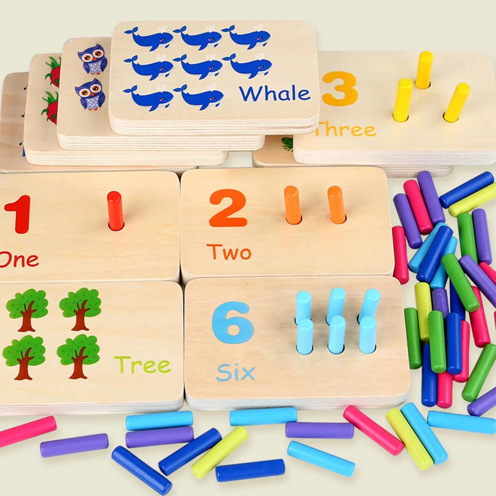 Wooden Math Toys Learning Puzzle Party Favors Science Cognition Numbers Matching Counting Game for Kindergarten Boys Girls Kids