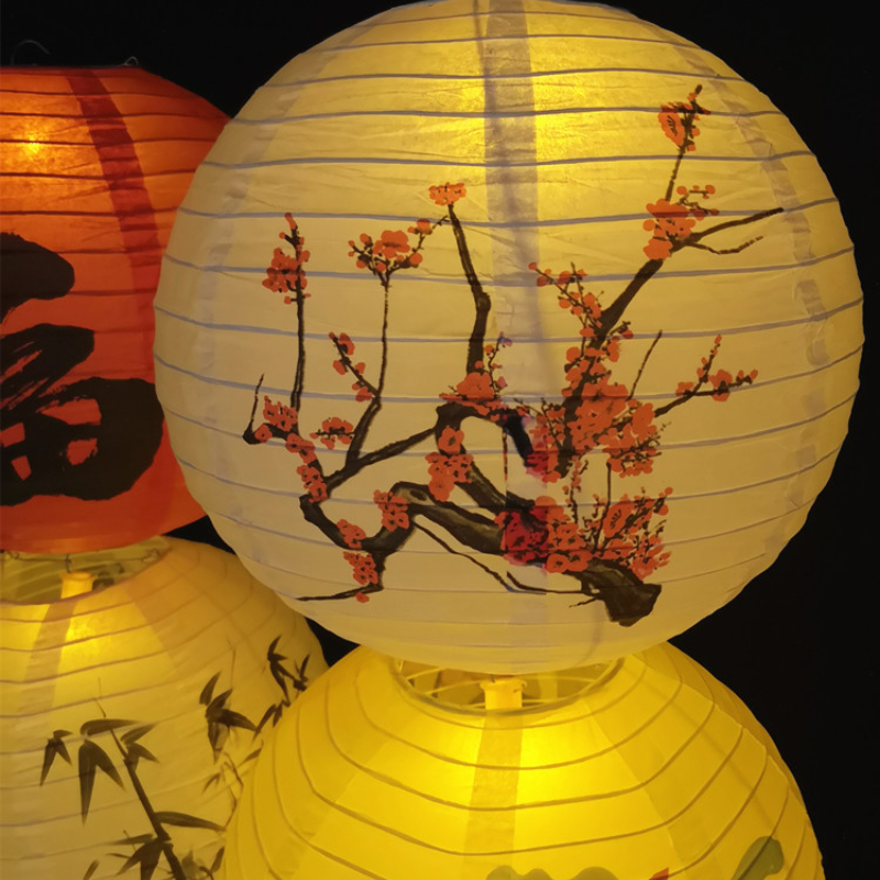 Description Picture 4 of item1pc 30cm Printed Flower Round Paper Lantern Wedding Birthday Party Decorations Chinese Style Festival Paper Lantern Supplies