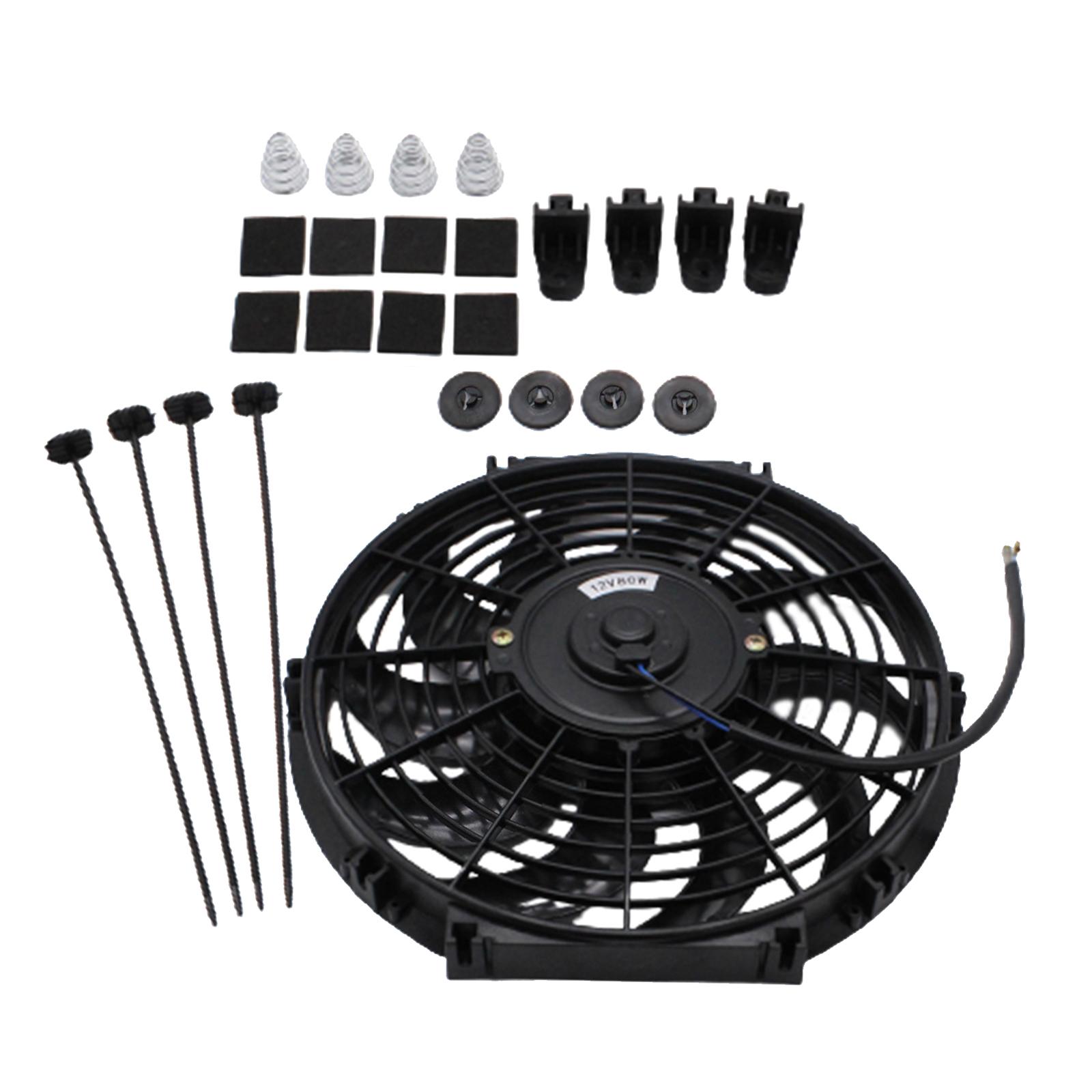 Electric Radiator Cooling Fan 12V 10 Blades with Mounting Kit Engine Cooling Device Black 12inch Universal for Truck Pickup