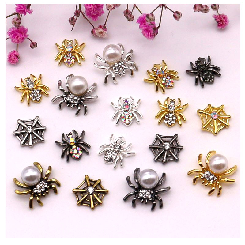 Best of 10pcs / Pack Metal Halloween Collection Nail Art Decorations Pumpkin Skeleton Spider Skull Shiny Rhinestone Charm Nail Accessories Reviews & Tips