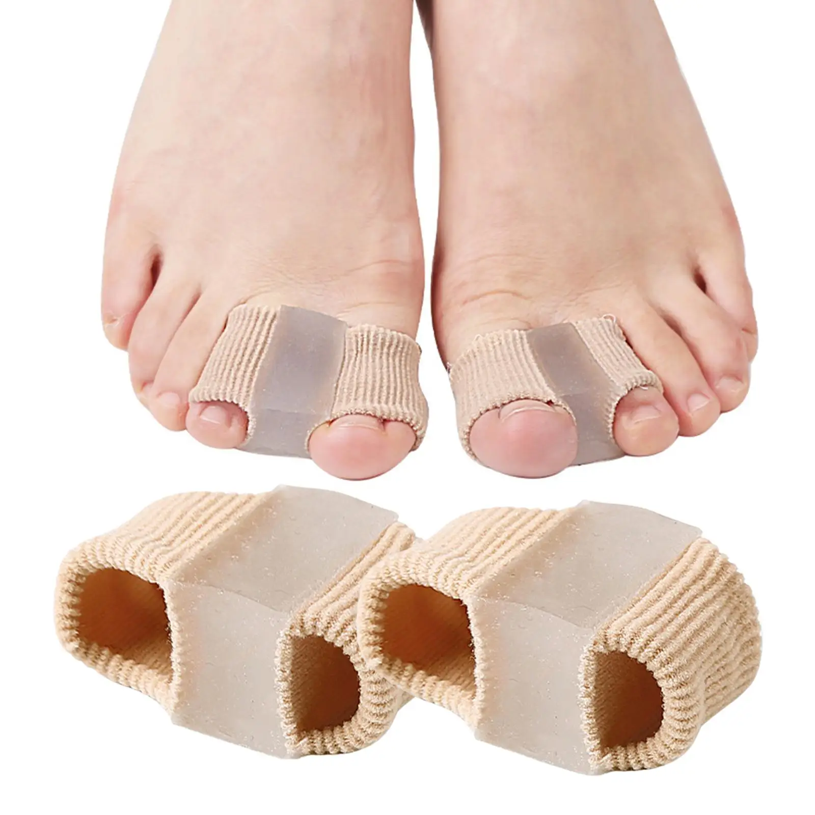 2 Pieces Toe Separators Gel with 2 Loops Soft Fabric Coated  with Gel 