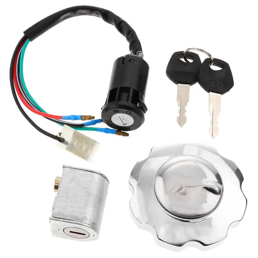 Electric Ignition Switch Key Oil Tank Gas Cap for Motorcycles ATV