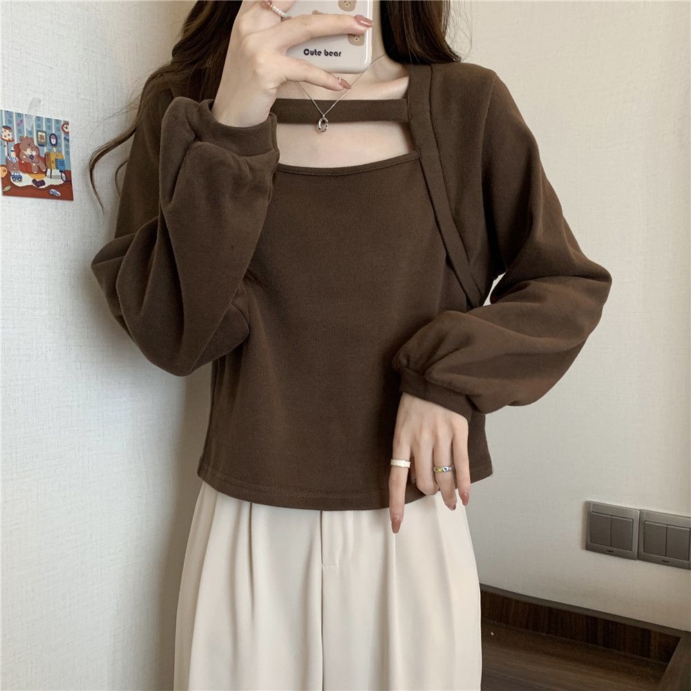 quadrado, Hollow Out Tops, Solid Trendy Ulzzang