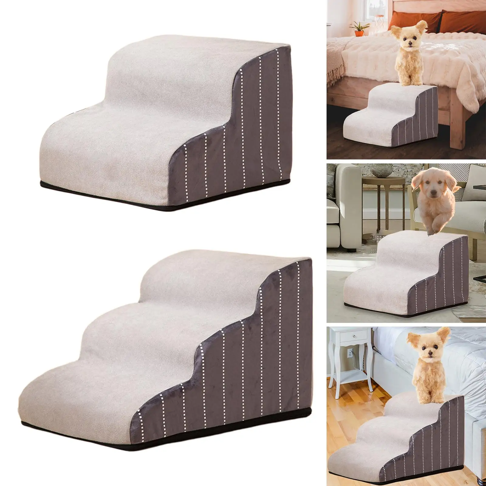 Portable Dog Steps Stair with Detachable Cover Ladder Ramp Climbing Breathable Wide Cat Pet Supplies for Cats Indoor Bed