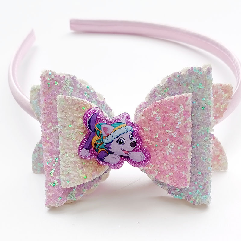 Paw Patrol Skye Baby glänzende Schleife Stirnband Cartoon süßes Mädchen Neugeborene Stirnband Kopfbedeckung Kinder Schmuck Geburtstag Weihnachten Party Geschenk – Detail 4