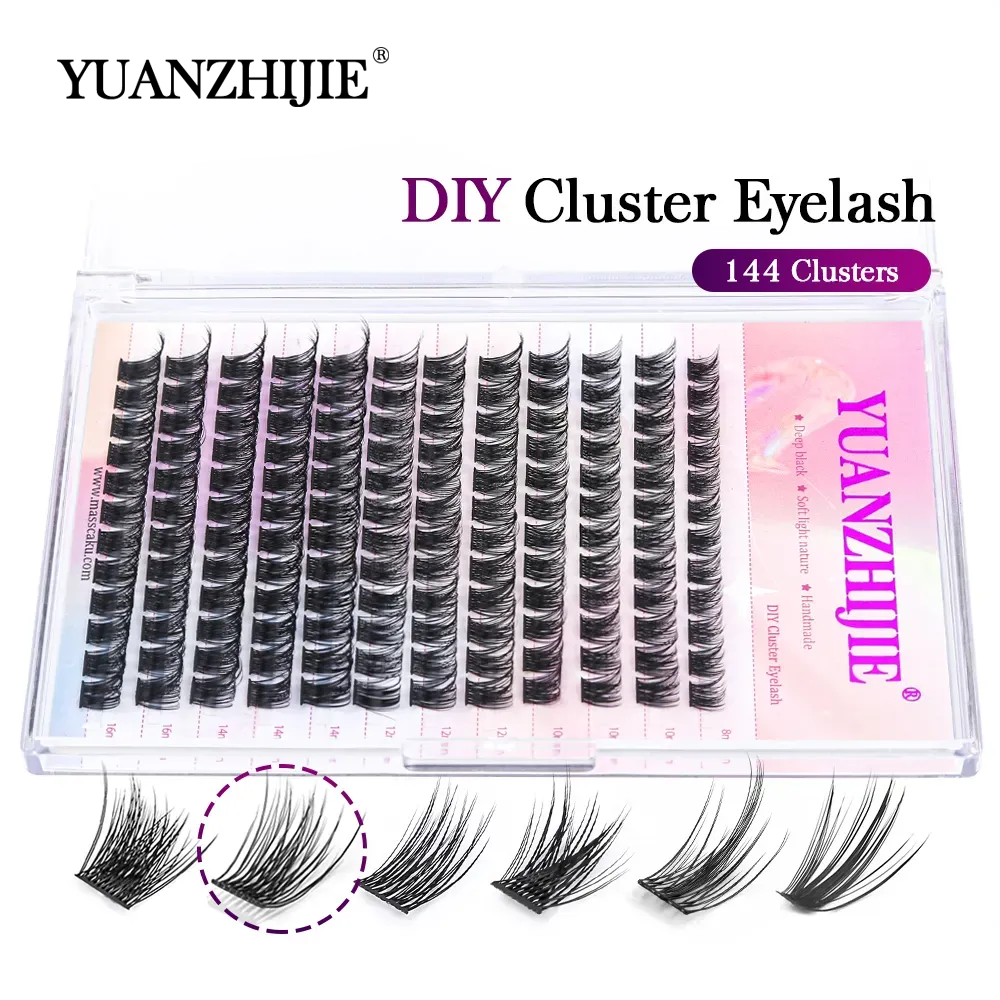 Best of DIY 144 Cluster Lashes YUANZHIJIE Free Ship Segmented Beam Natural C / D Curl Individual Mink Eyelashes Makeup Supplies At Home Reviews & Tips