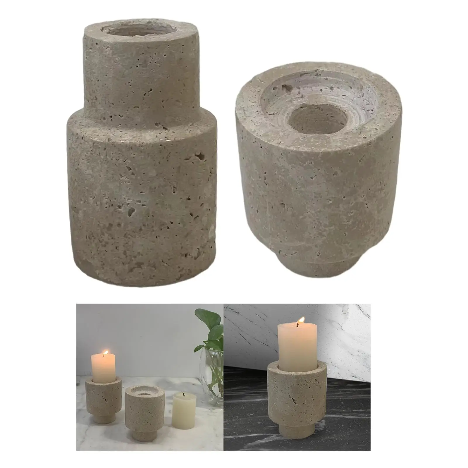 Pillar Candle Holder Stone Candlestick Holders Table Centerpiece Decor Candle Stand for Party Wedding