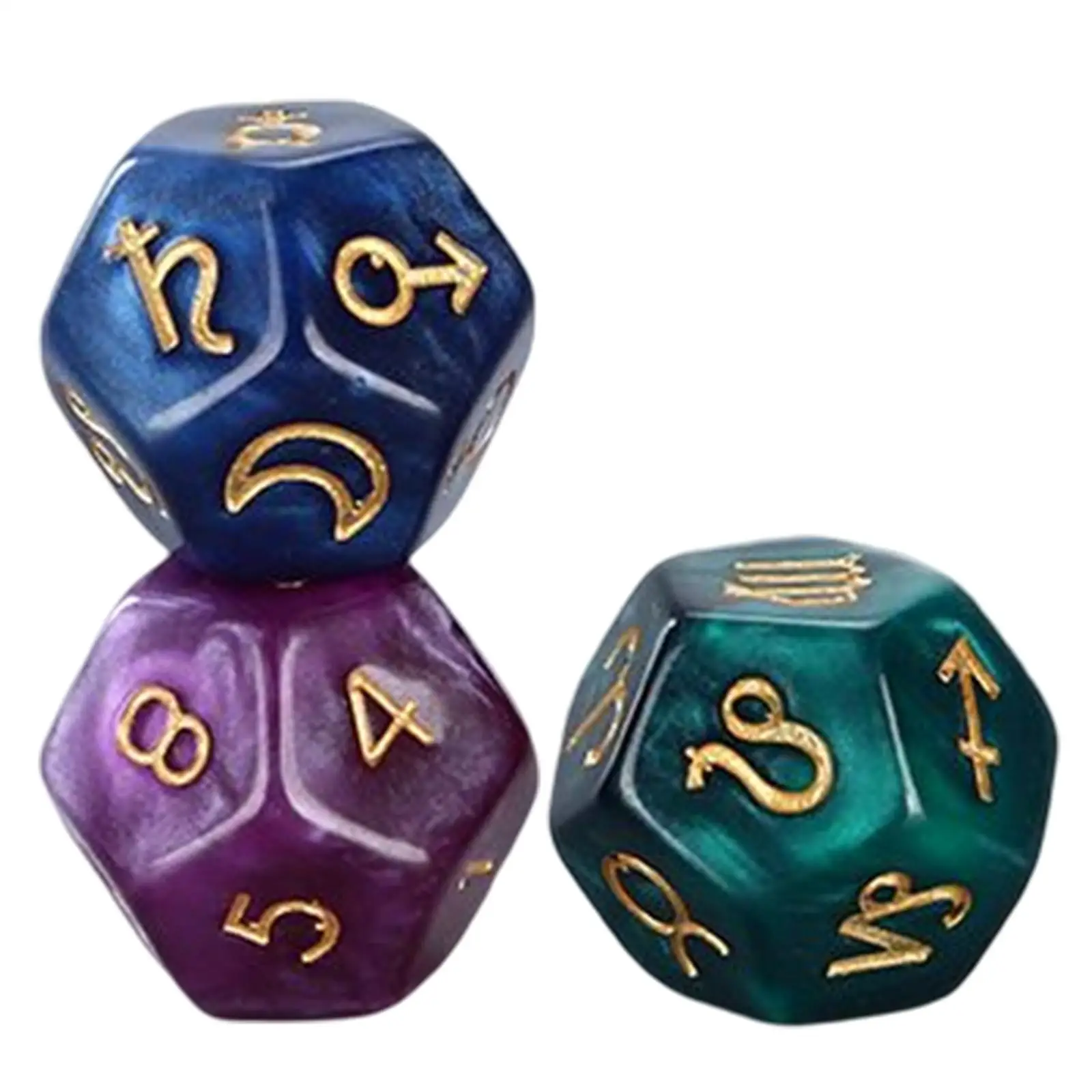 3 Pieces D12 Tarot Dice Set Party Game for Constellation Divination Toys