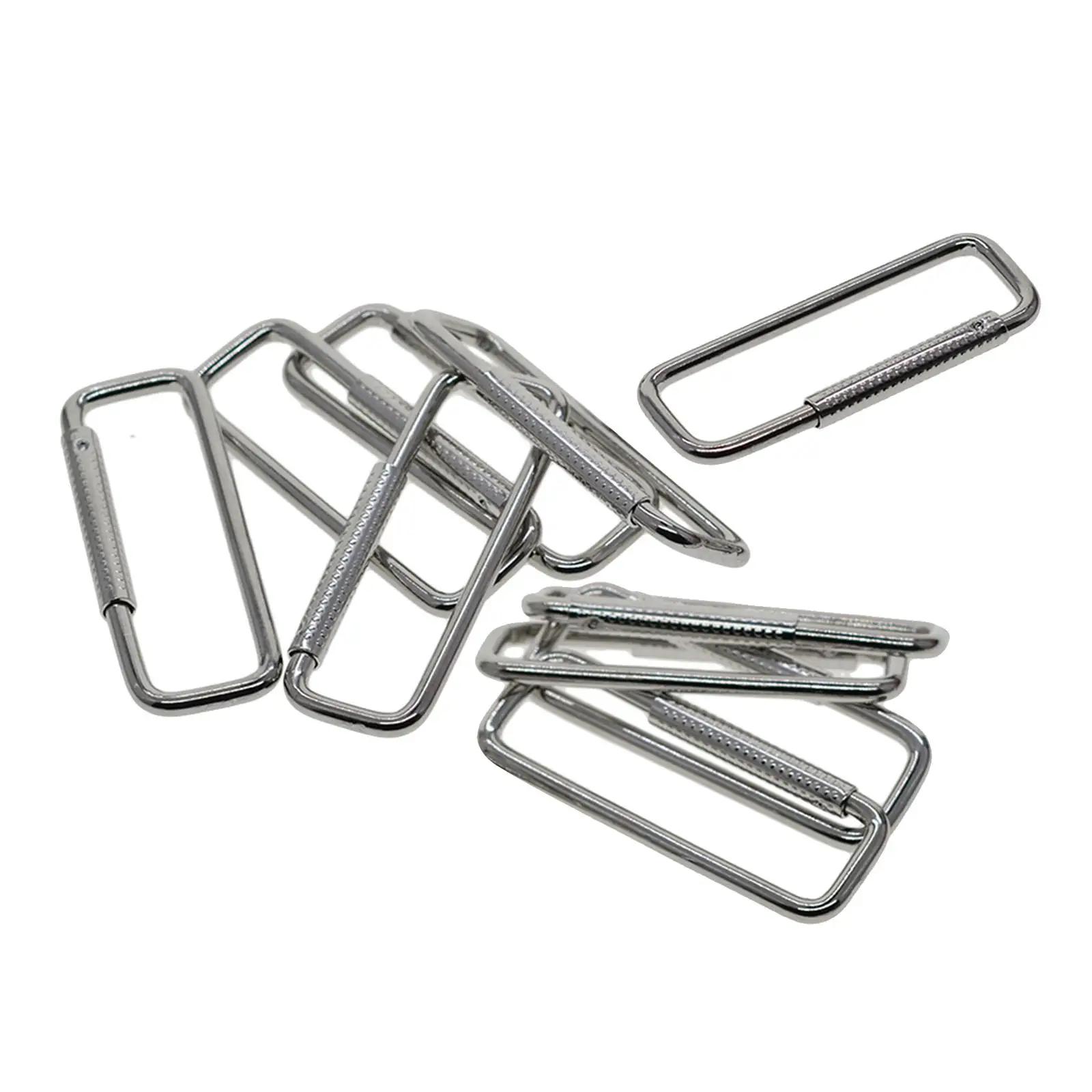 10 Pieces Rectangular Carabiner Clips Durable Sturdy Multifunctional Steel Hook DIY Keychain Clips for Indoor Dog Tags Backpack