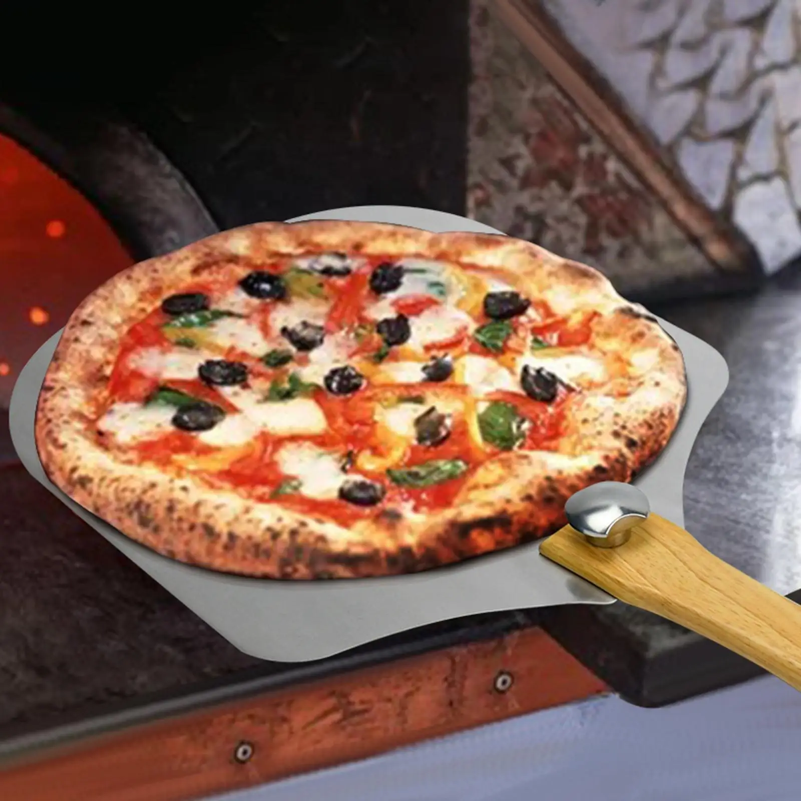 Pizza Shovel with Folding Handle Pizza Turning Peel for Baking Bread Home